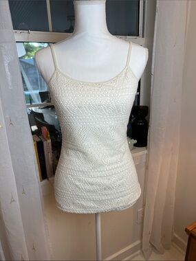 Express Ivory Lace-Textured Spaghetti Strap Camisole sexy strap bra cami size S.